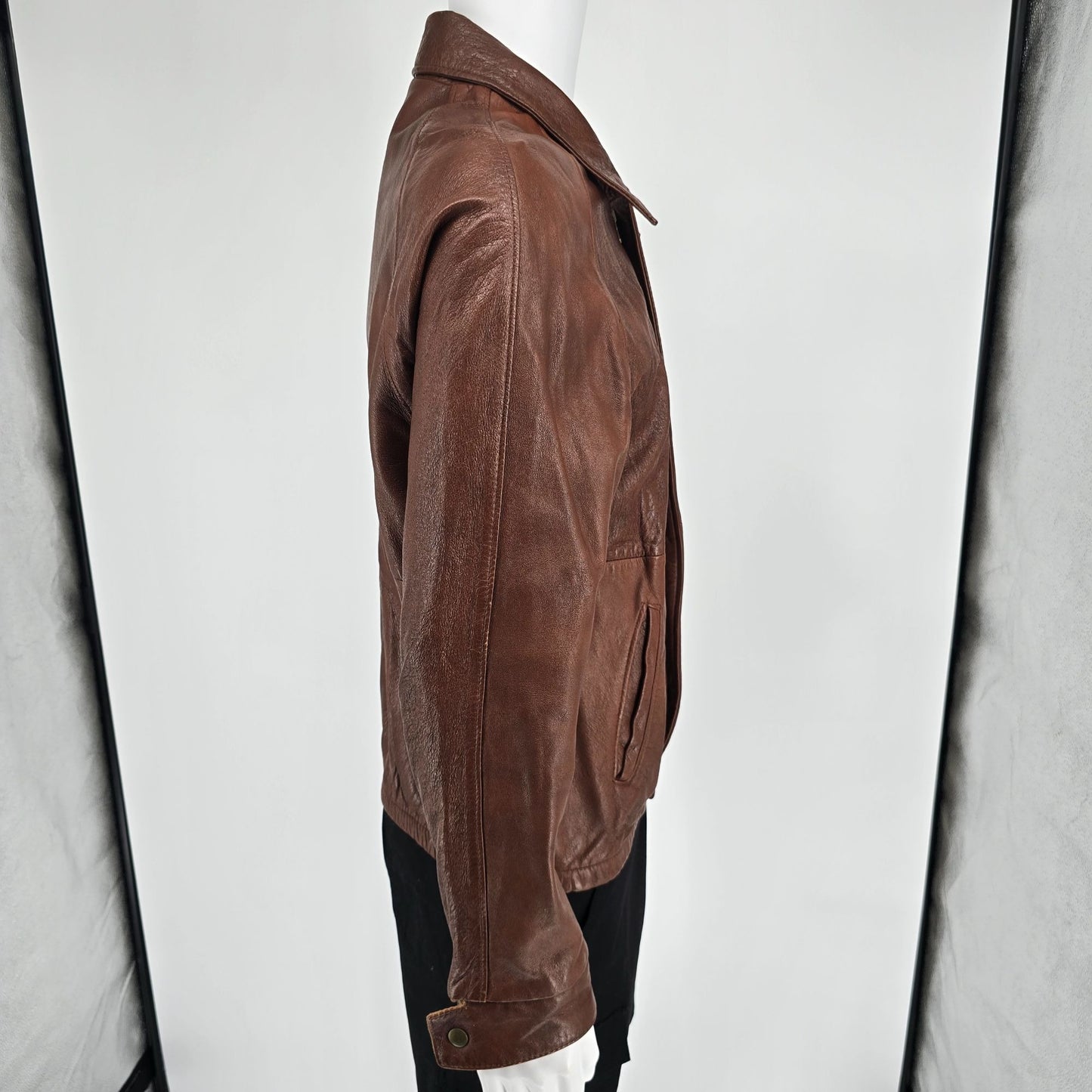 Vintage 1970s Ralph Edwards Ideal Zipper Full-Zip Brown Leather Jacket (Medium)