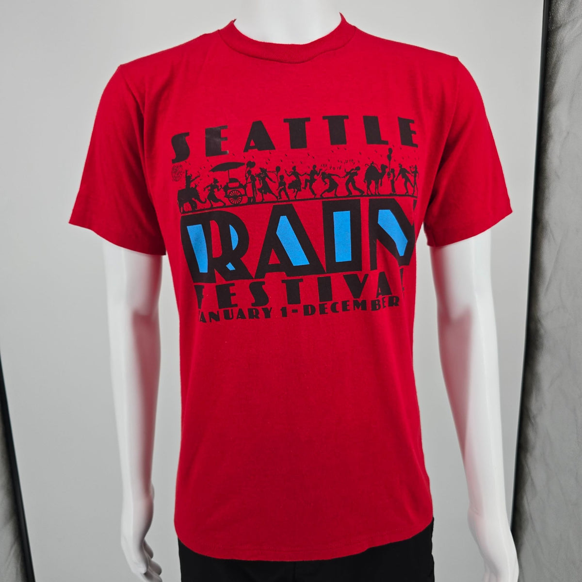 Vintage 1990s Jerzees/Sport Prints Red Seattle Rain Festival T-Shirt (M/L)