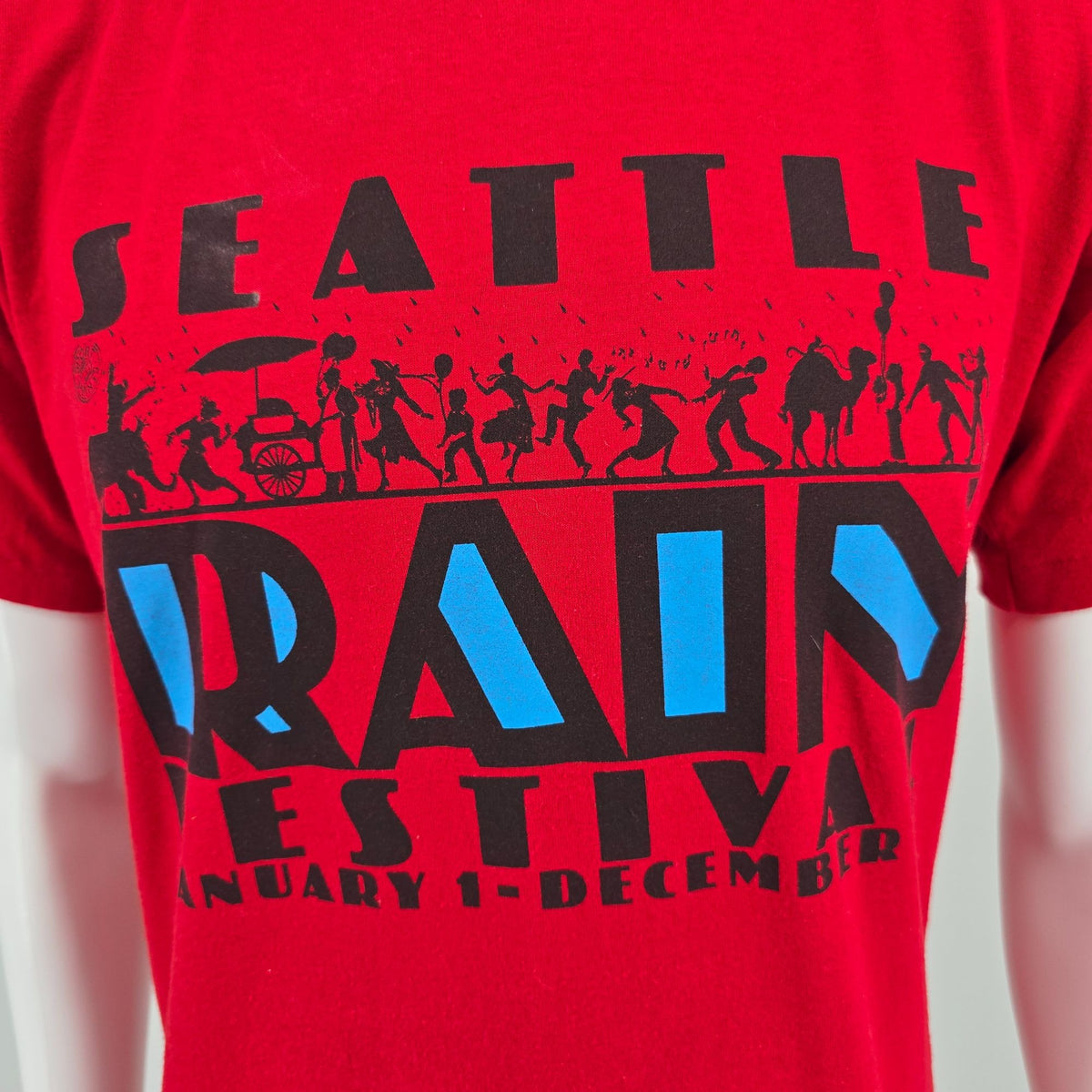 Vintage 1990s Jerzees/Sport Prints Red Seattle Rain Festival T-Shirt (M/L)