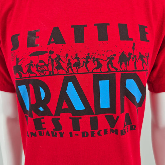 Vintage 1990s Jerzees/Sport Prints Red Seattle Rain Festival T-Shirt (M/L)