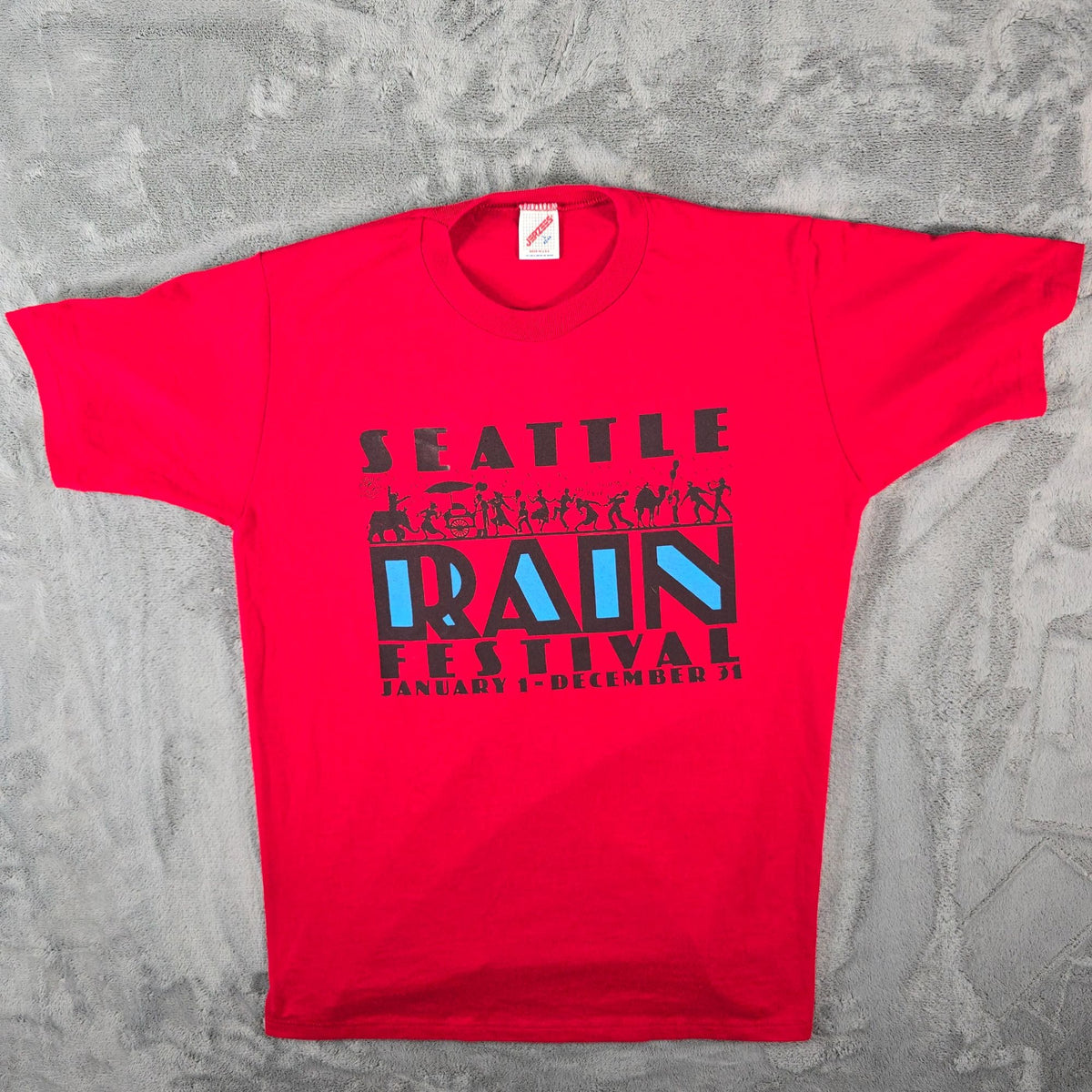 Vintage 1990s Jerzees/Sport Prints Red Seattle Rain Festival T-Shirt (M/L)