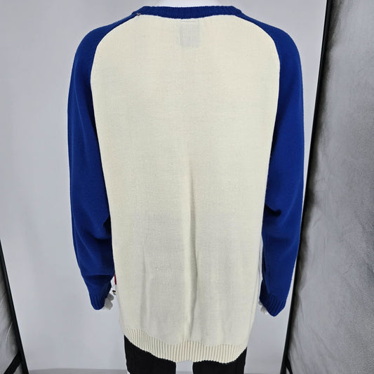 Vintage 1990s PJ Mark Made in Russia Athletic Striped Acrylic Sweater (L)