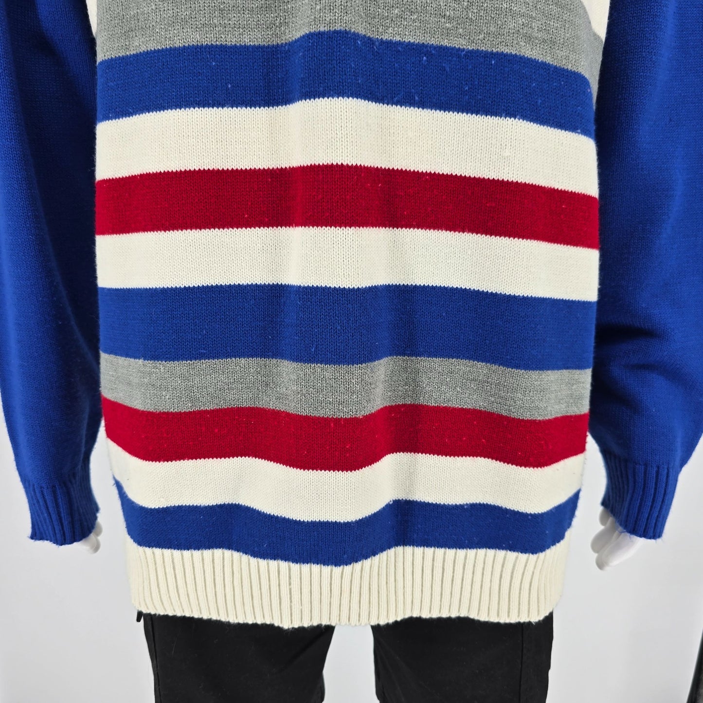 Vintage 1990s PJ Mark Made in Russia Athletic Striped Acrylic Sweater (L)
