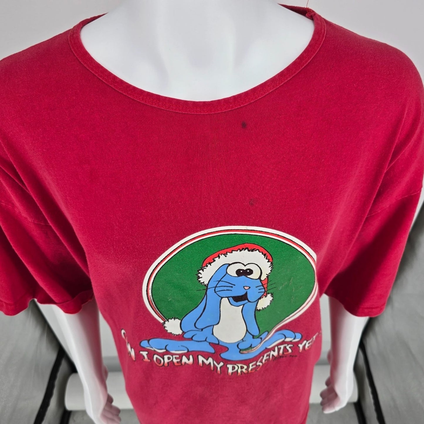 Vintage 1990s AVK "Can I Open My Presents Yet?" Christmas T-Shirt (OSFM/3XL/4XL)