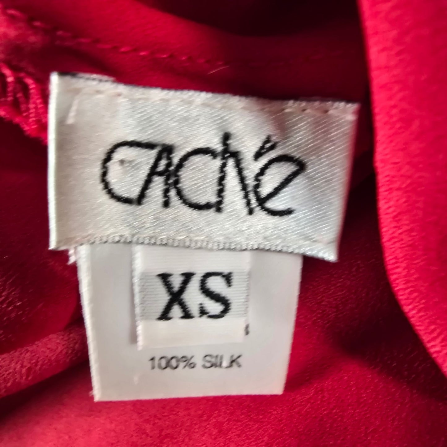 Vintage Y2K Caché Red Silk Chiffon Layered Asymmetrical Evening Dress (XS)