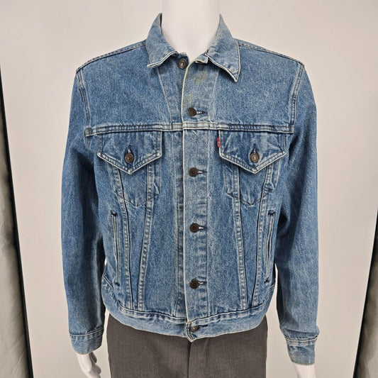 Vintage Distressed 1980s Levi's Type III 70506-0214 Denim Trucker Jacket Size 42