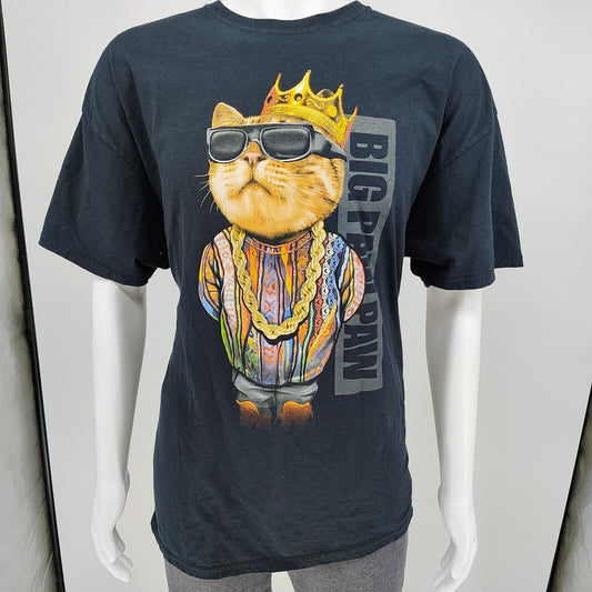 DOM "Big Paw Paw" Notorious BIG Biggies Smalls Rap Cat Graphic T-Shirt (2XL)