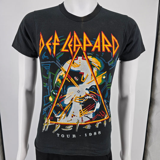 Vintage 1980s Def Leppard w/ Tesla Hysteria Tour 1988 Band T-Shirt (XS/S)