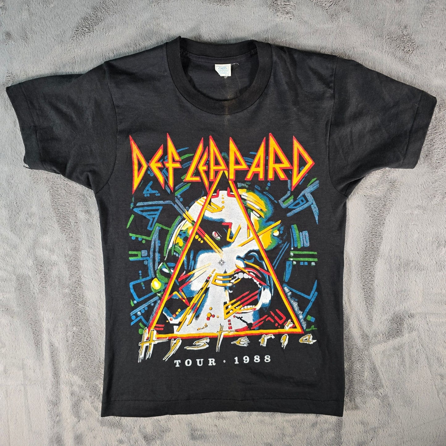Vintage 1980s Def Leppard w/ Tesla Hysteria Tour 1988 Band T-Shirt (XS/S)