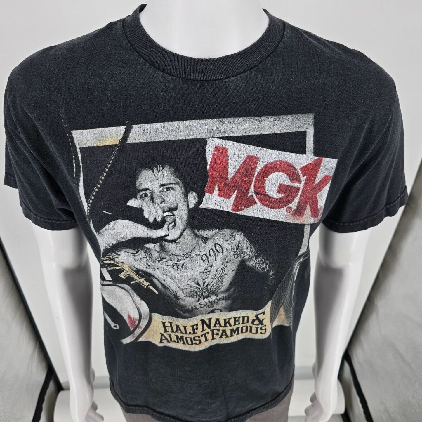 Distressed 2012 Machine Gun Kelly Half Naked & Almost Famous Tour T-Shirt (M)