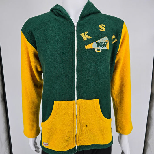 Vintage Y2K TeamLeader USA "KSU" Green & Gold Fleece Zip Cheerleader Hoodie (S)