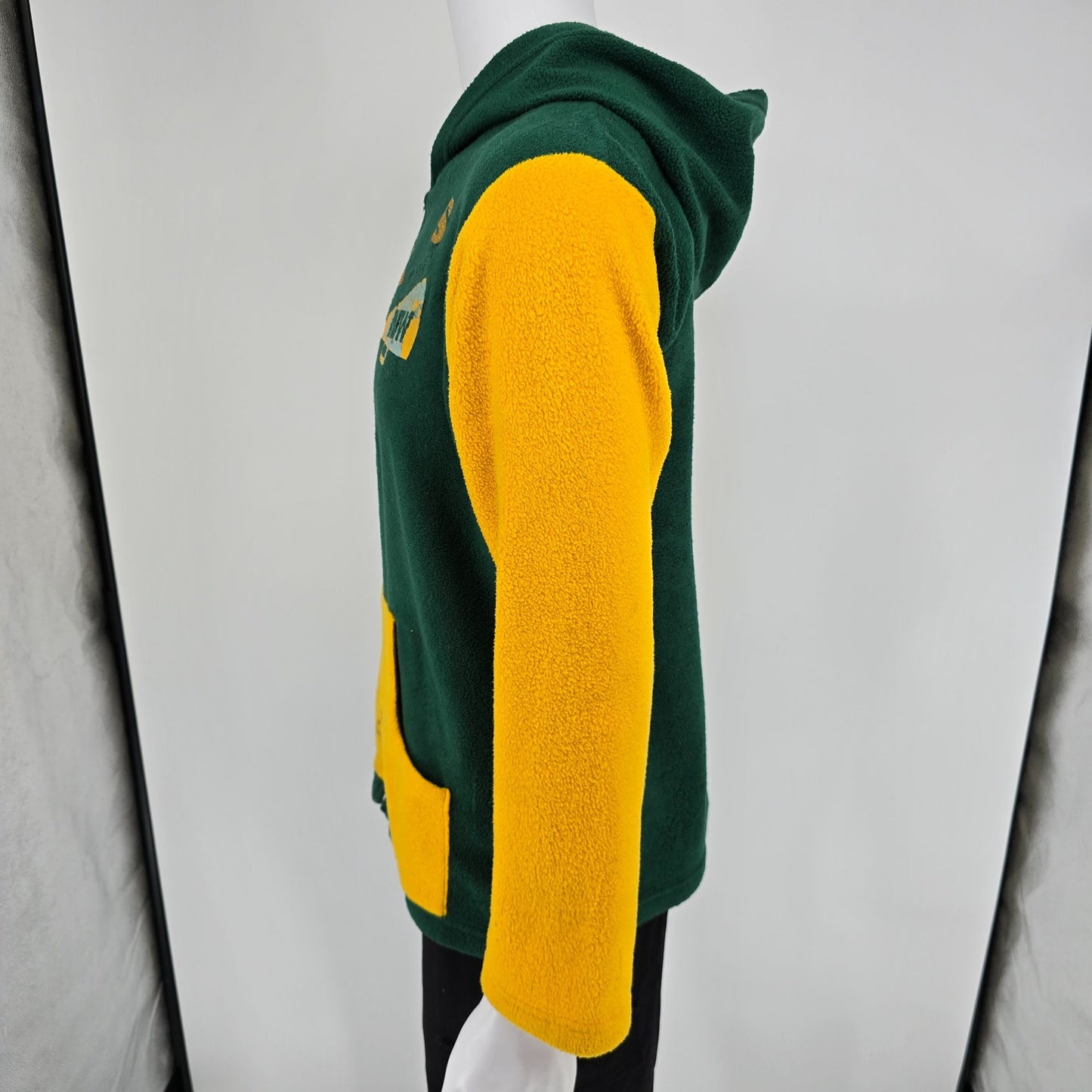 Vintage Y2K TeamLeader USA "KSU" Green & Gold Fleece Zip Cheerleader Hoodie (S)