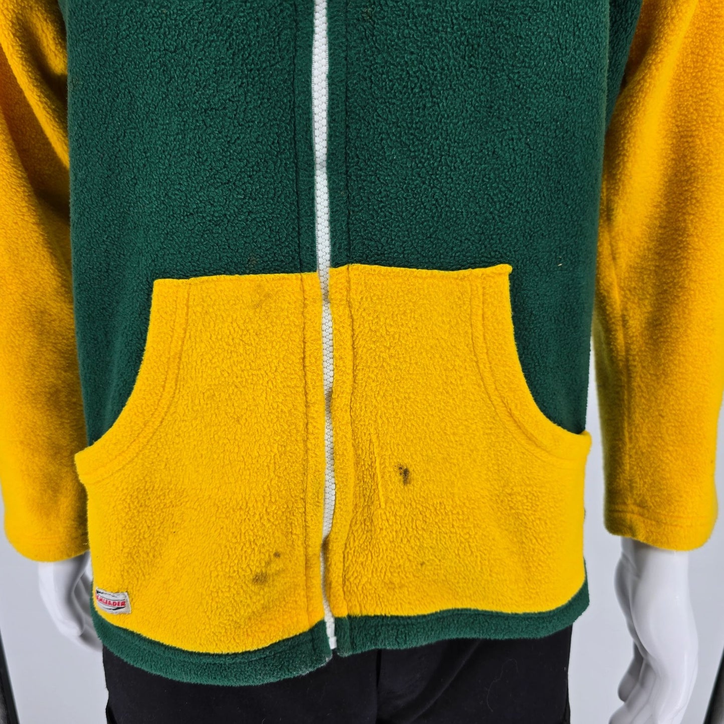 Vintage Y2K TeamLeader USA "KSU" Green & Gold Fleece Zip Cheerleader Hoodie (S)