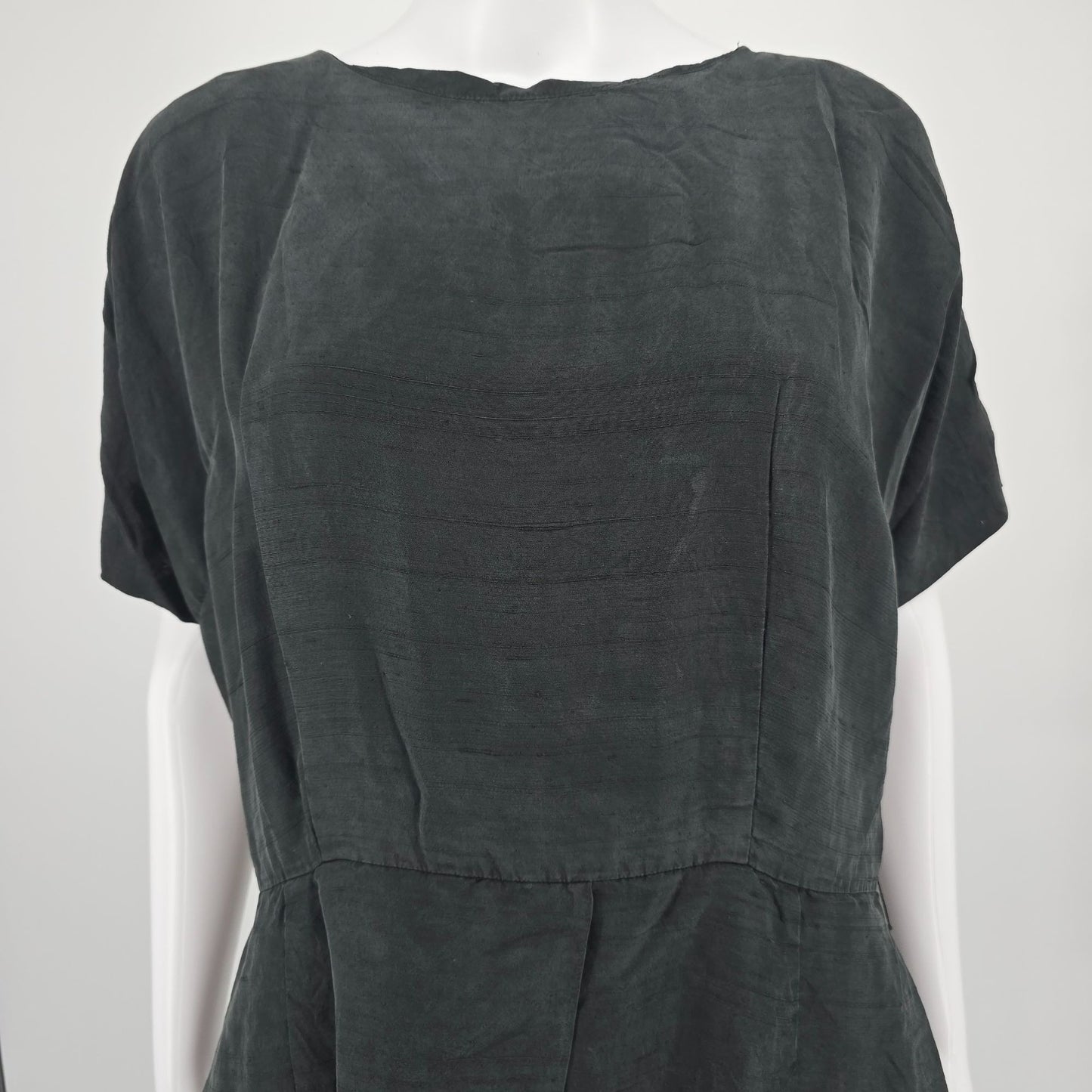 Vintage Early 1960s Terry Tall New York Black Kimono Sleeve Dress (M) *Flaw