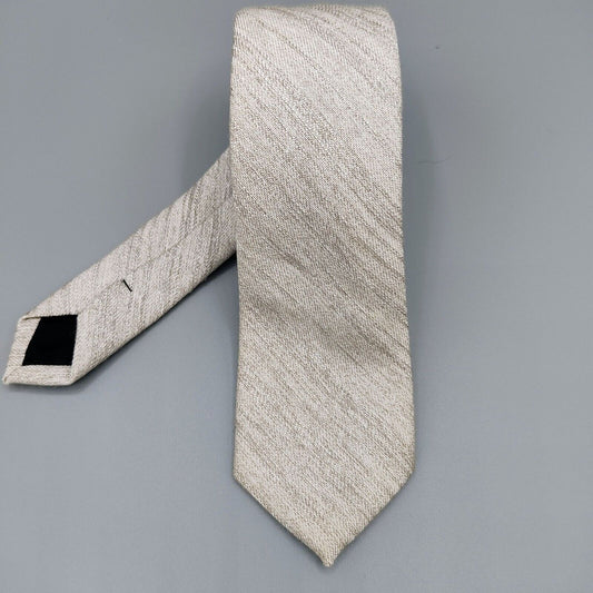 Vintage Unbranded Mens Beige Woven Textured Long Skinny Necktie
