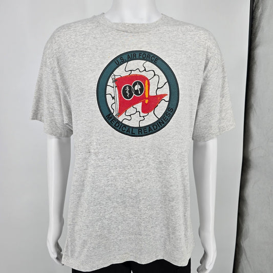 Vintage 1990s Gray USAF U.S. Air Force Medical Readiness Agency T-Shirt (XL)