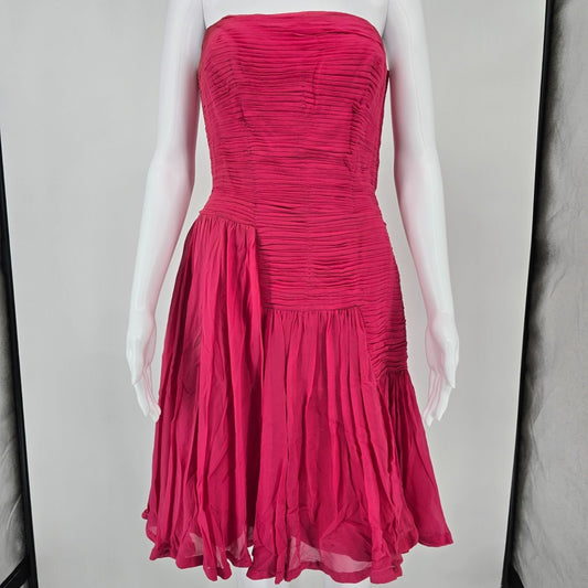Vintage 1950s Robert Morton Fuschia Mid-Century Cocktail Party Dress (XS)