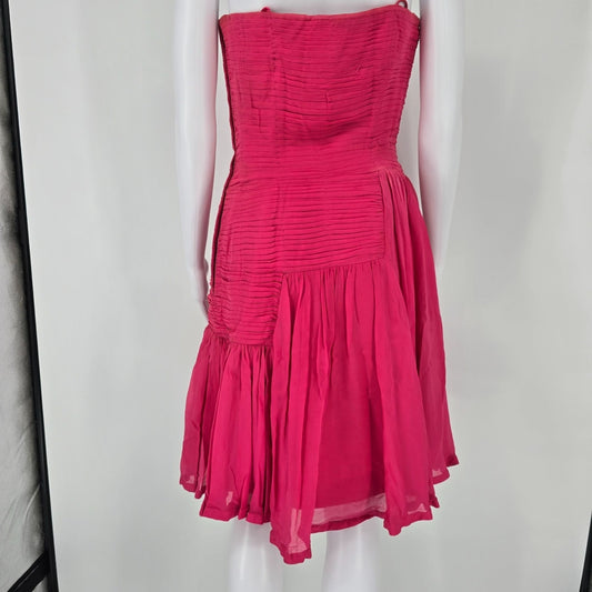 Vintage 1950s Robert Morton Fuschia Mid-Century Cocktail Party Dress (XS)