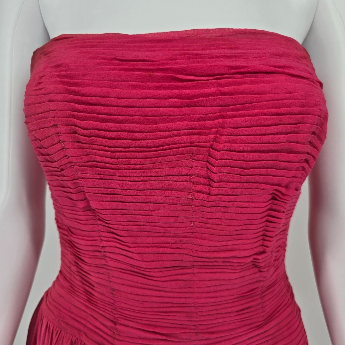 Vintage 1950s Robert Morton Fuschia Mid-Century Cocktail Party Dress (XS)