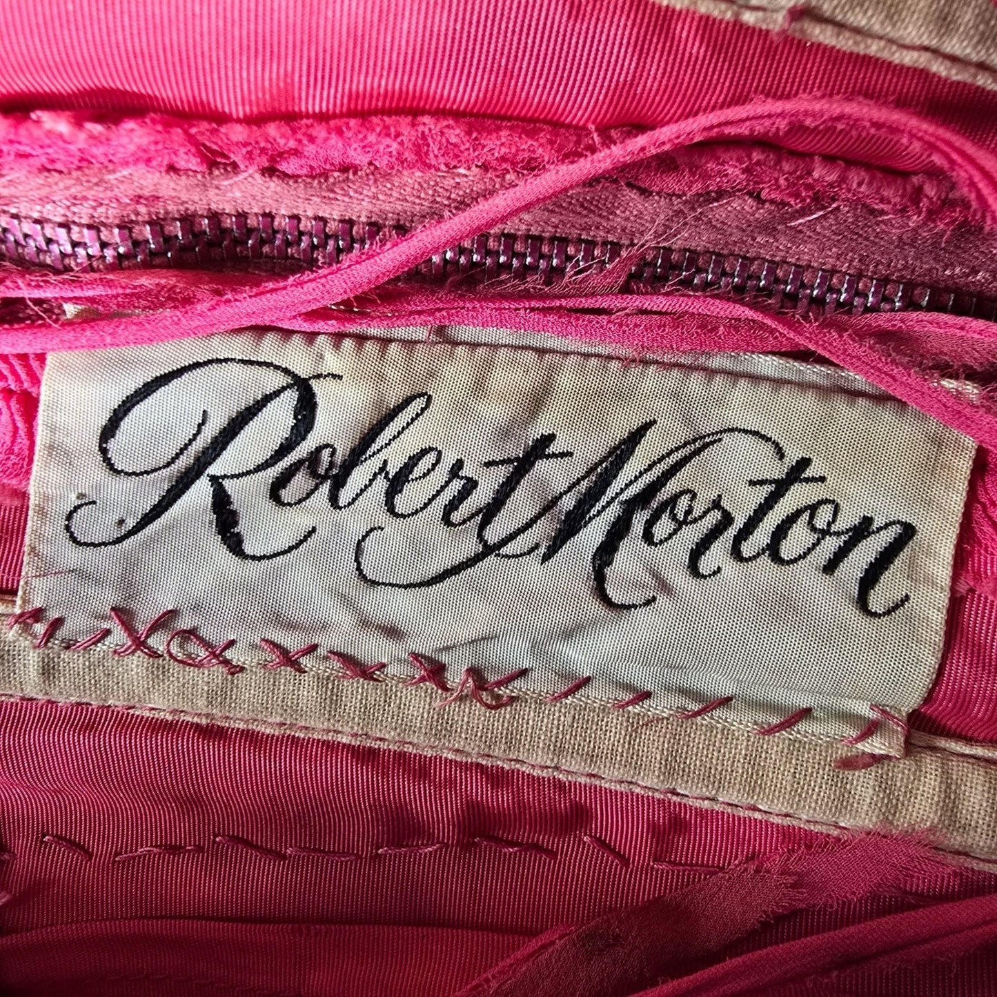 Vintage 1950s Robert Morton Fuschia Mid-Century Cocktail Party Dress (XS)