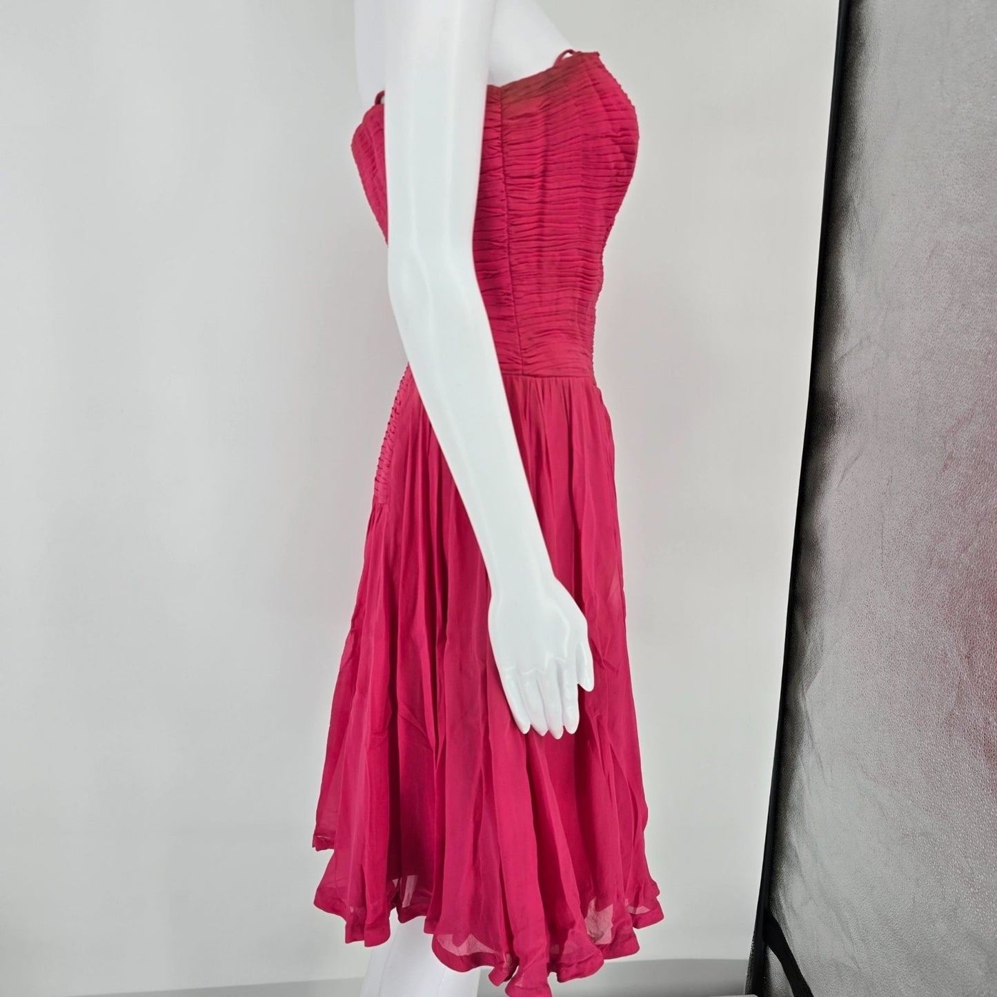 Vintage 1950s Robert Morton Fuschia Mid-Century Cocktail Party Dress (XS)
