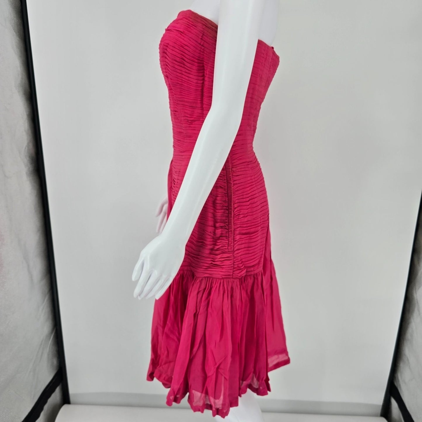 Vintage 1950s Robert Morton Fuschia Mid-Century Cocktail Party Dress (XS)