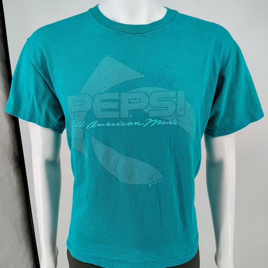 Vintage 1980s Pepsi Apparel America "All American Made" Raised Print T-Shirt (L)