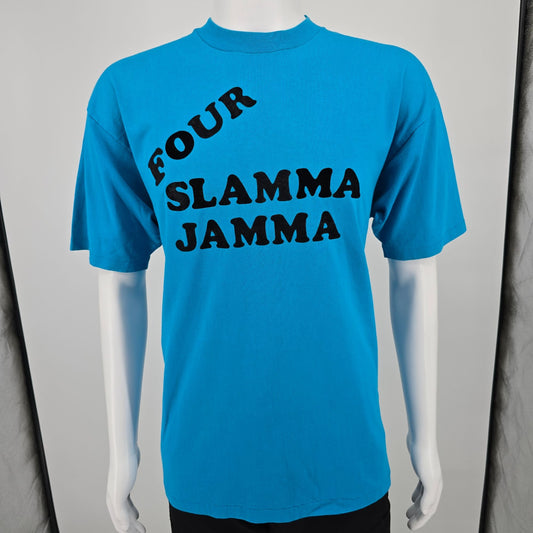 Vintage 1980s Hanes "Four Slamma Jamma" #23 Flocked Letter T-Shirt (L/XL)