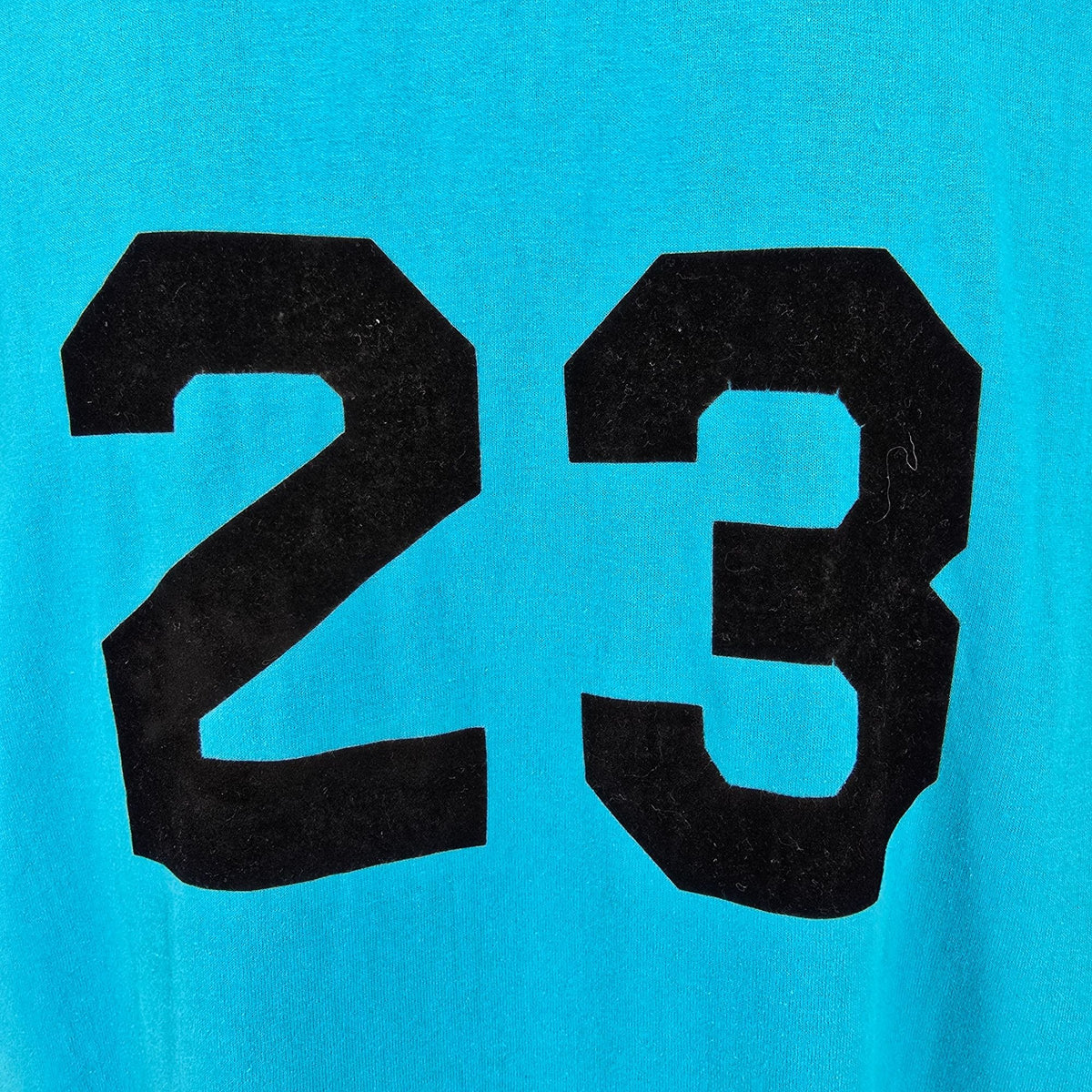 Vintage 1980s Hanes "Four Slamma Jamma" #23 Flocked Letter T-Shirt (L/XL)