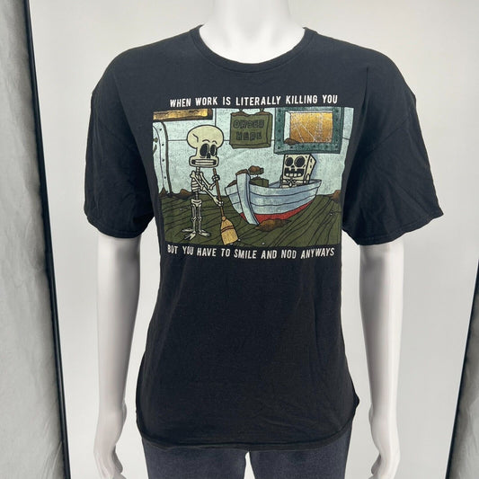 Spongebob Squarepants "When Work Is Literally Killiing you Meme T-Shirt (XL)