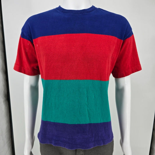 Vintage 1980s Britches Great Outdoors Blank Striped Colorblock T-Shirt (M)