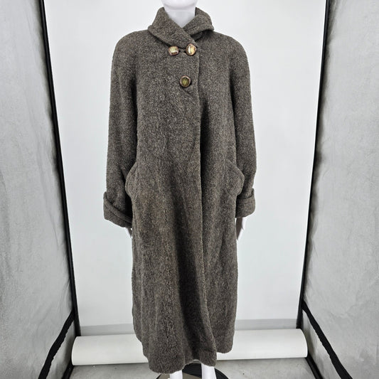 Vintage 1960s Unbranded Women's Gray Shawl Collar Swing/Cocoon Coat (XL)