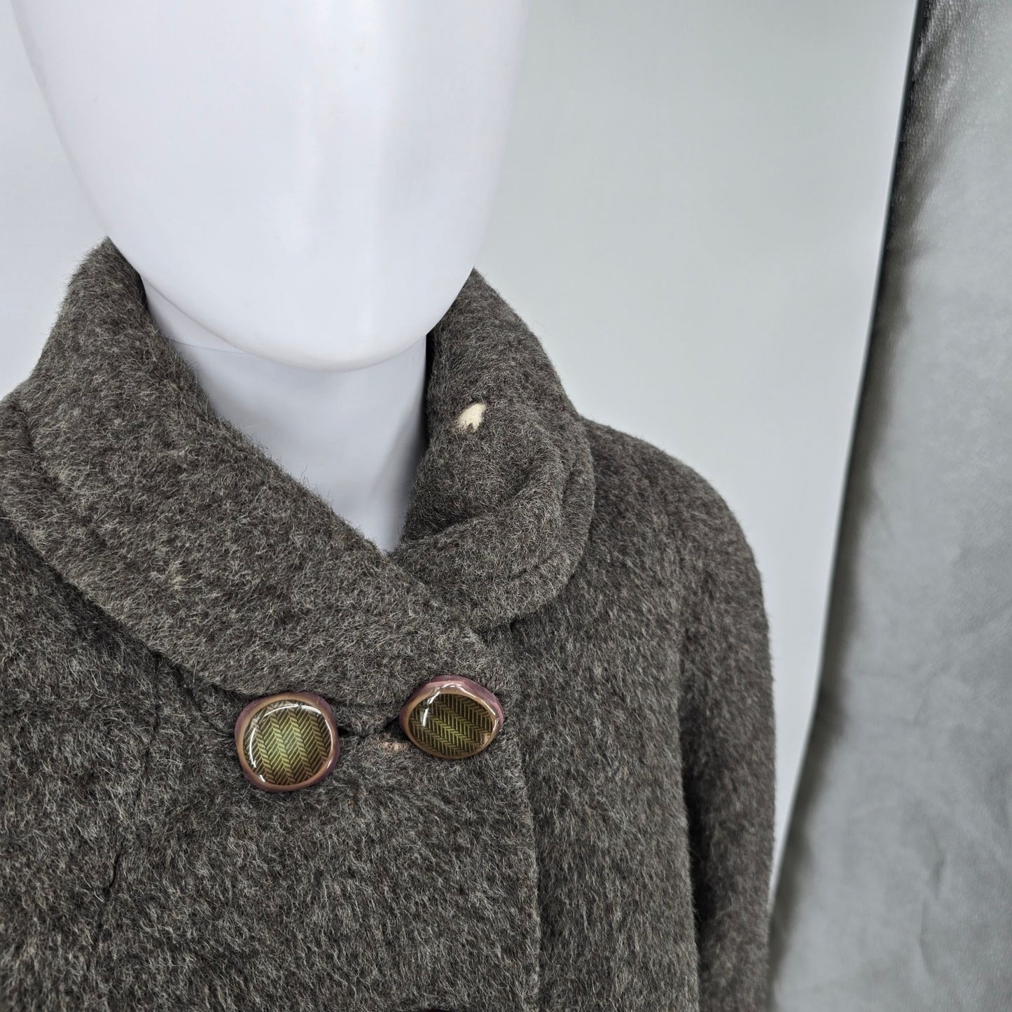 Vintage 1960s Unbranded Women's Gray Shawl Collar Swing/Cocoon Coat (XL)