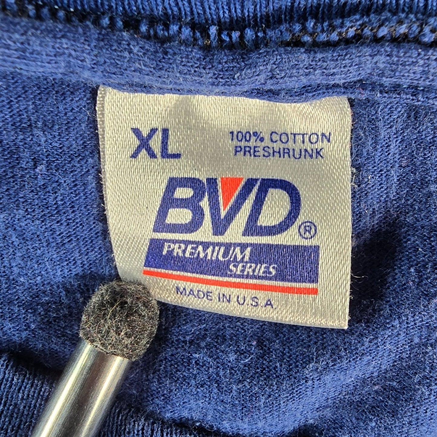 Vintage 1990s BVD Premium Series Blank Blue Single Stitch T-Shirt (XL)