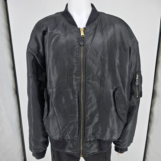 Vintage Y2K Counterattack MA-1 Style Reversible Satin Bomber Jacket (XL)