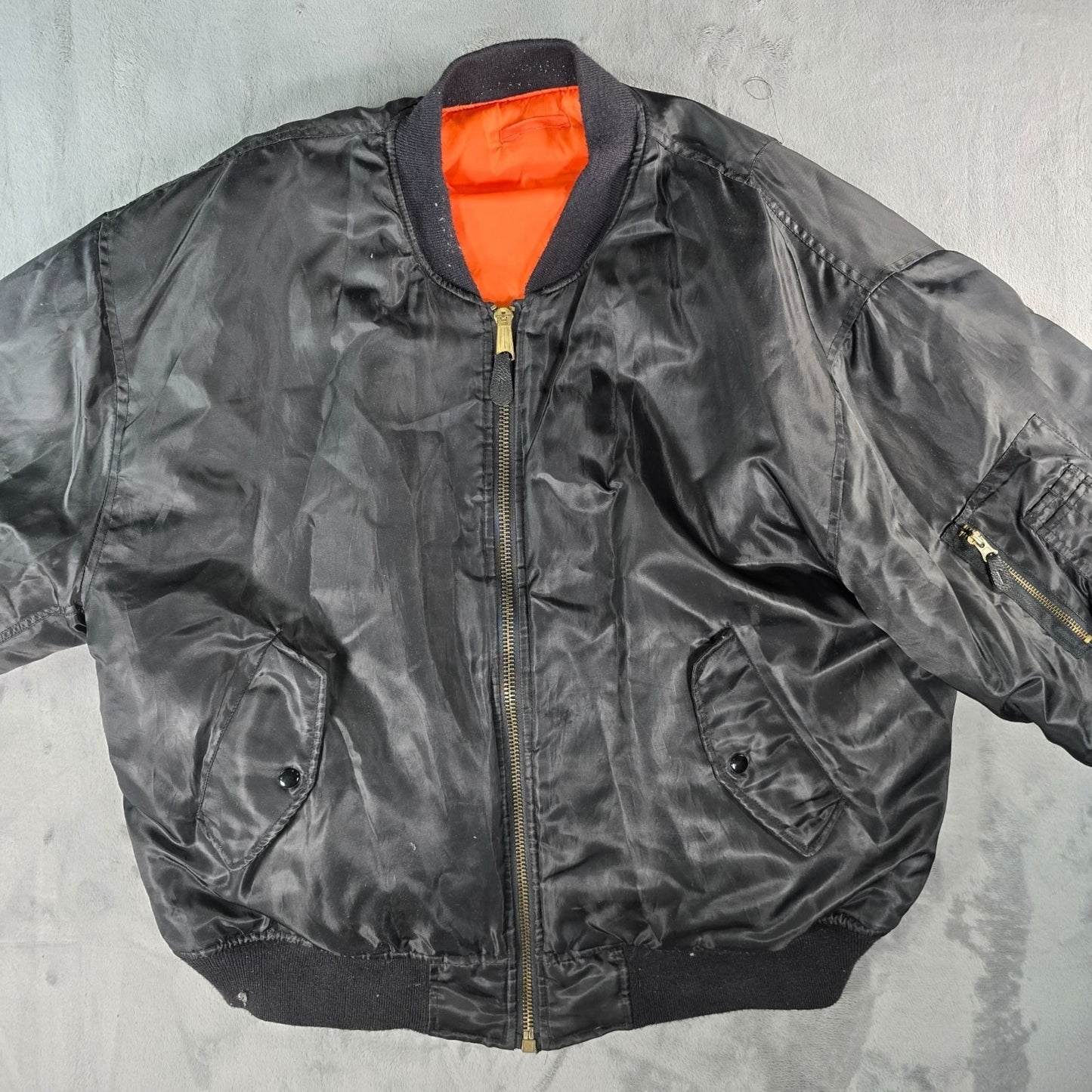 Vintage Y2K Counterattack MA-1 Style Reversible Satin Bomber Jacket (XL)