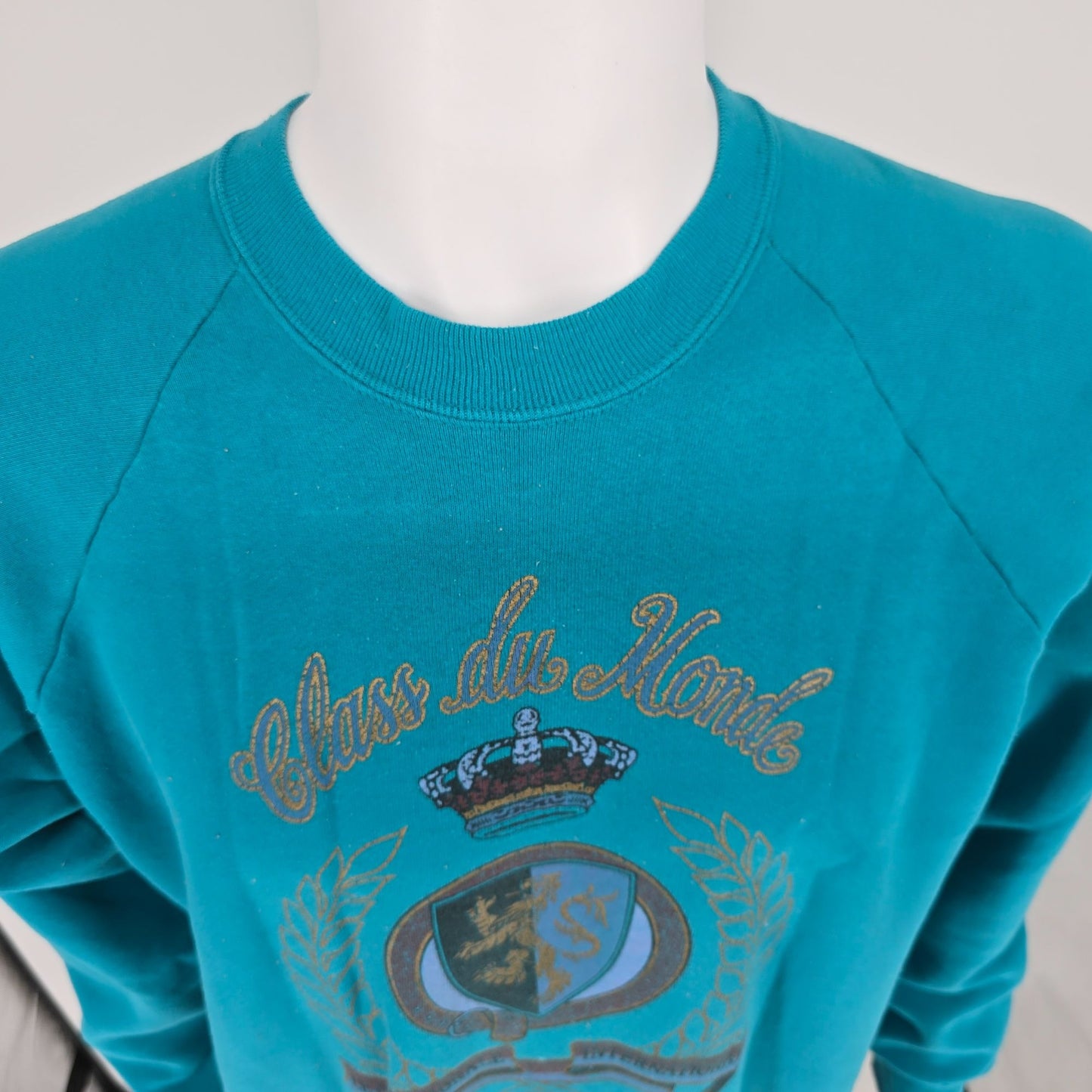 Vintage 1990s Fruit of the Loom "Class Du Monde" Raglan Sleeve Sweatshirt (L/XL)