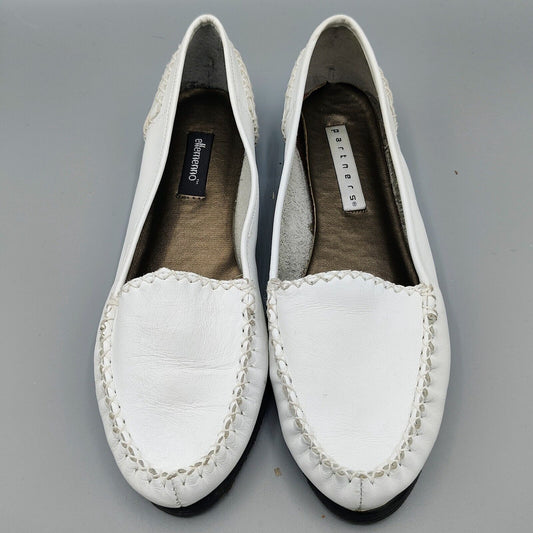 Vintage Ellemenno/Partners "Manitoba II" White Leather Slip-on Loafers (8.5M)