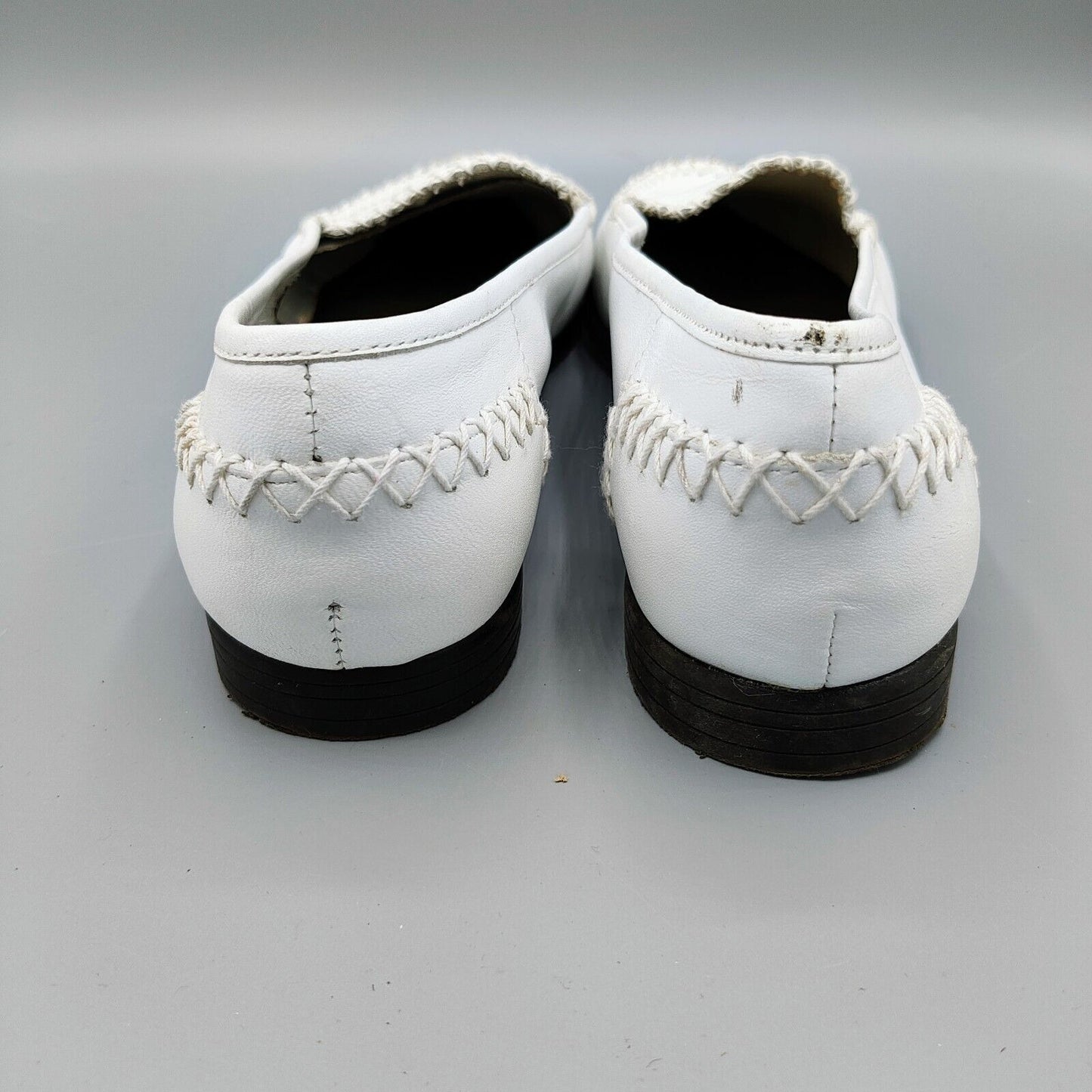 Vintage Ellemenno/Partners "Manitoba II" White Leather Slip-on Loafers (8.5M)