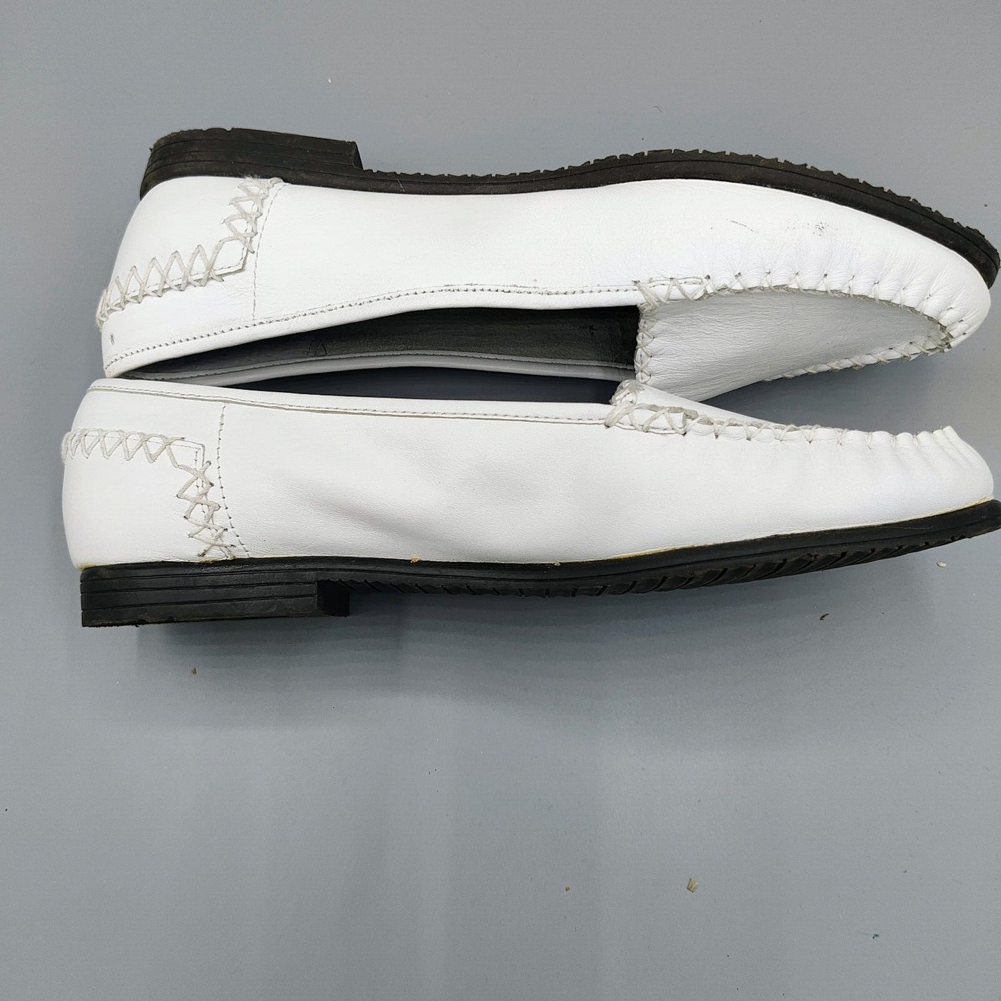 Vintage Ellemenno/Partners "Manitoba II" White Leather Slip-on Loafers (8.5M)