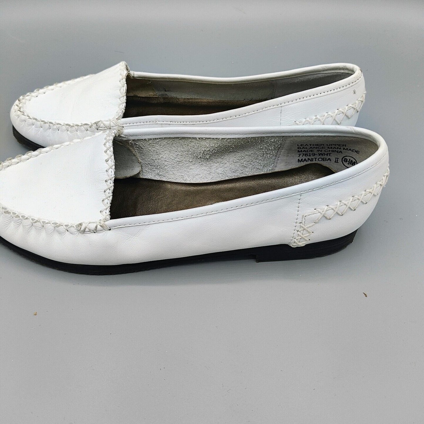 Vintage Ellemenno/Partners "Manitoba II" White Leather Slip-on Loafers (8.5M)
