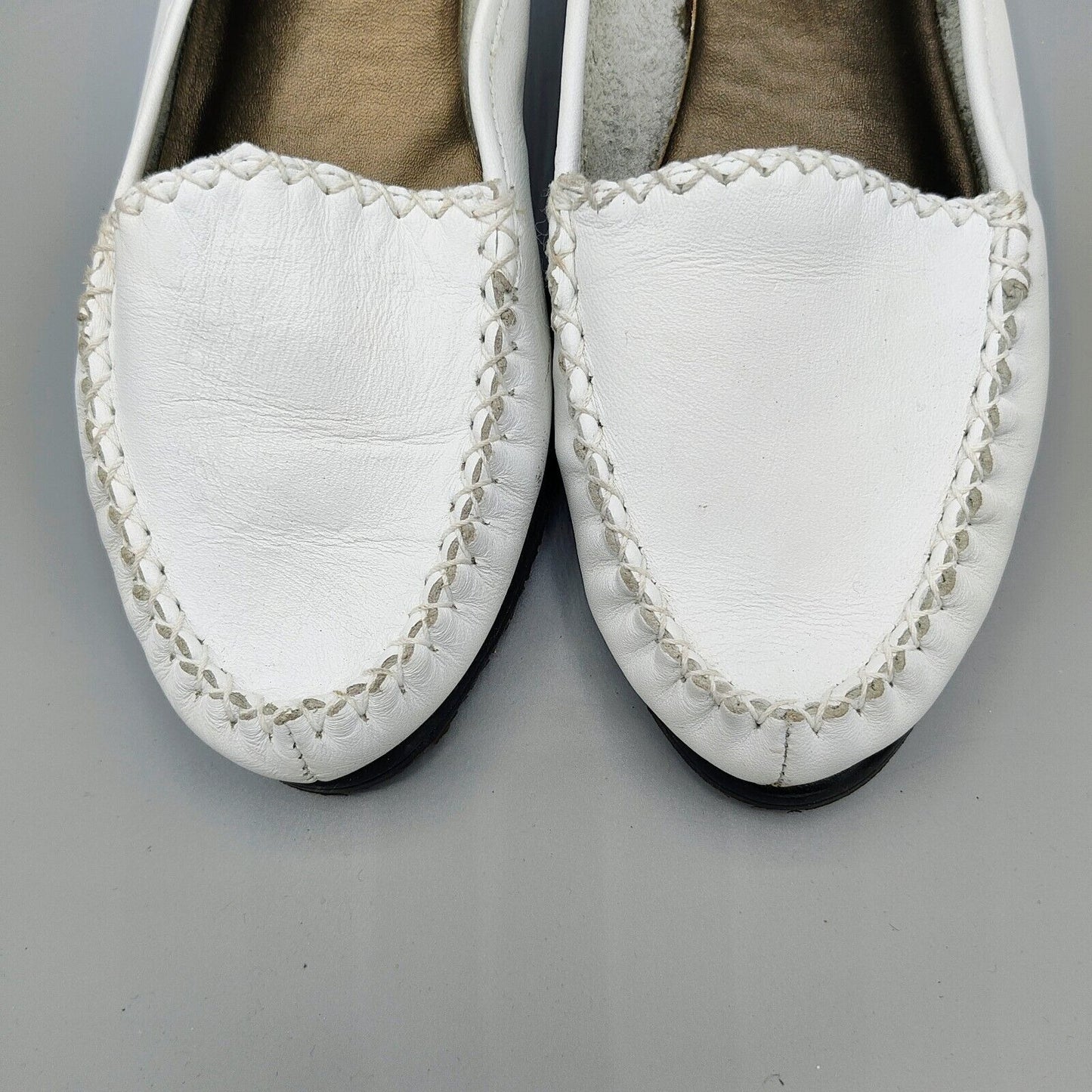 Vintage Ellemenno/Partners "Manitoba II" White Leather Slip-on Loafers (8.5M)