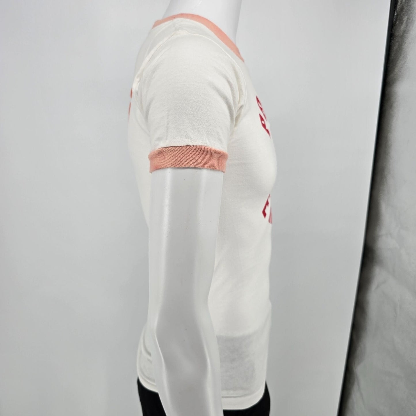 Vintage 1970s H.L. Miller Polish Empire "Legs" Ringer Tee White T-Shirt (XXS)