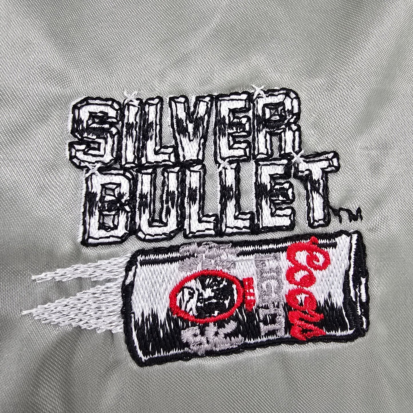 Vintage 1980s Artex Coors Light Silver Bullet Nylon Satin Bomber Jacket (XL)