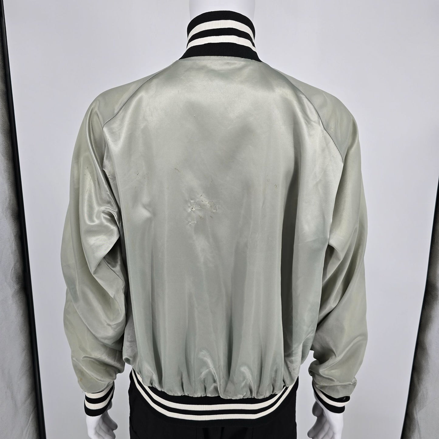 Vintage 1980s Artex Coors Light Silver Bullet Nylon Satin Bomber Jacket (XL)