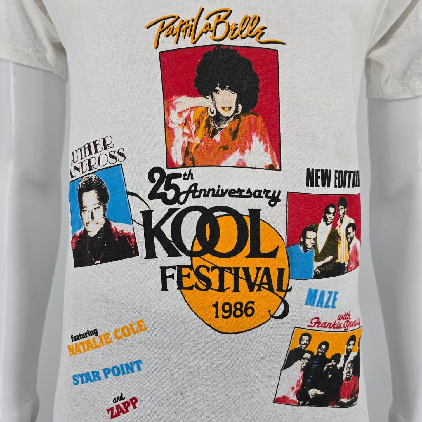 Vintage 1986 Kool Jazz Festival 25th Anniversary White V-Neck T-Shirt (S)