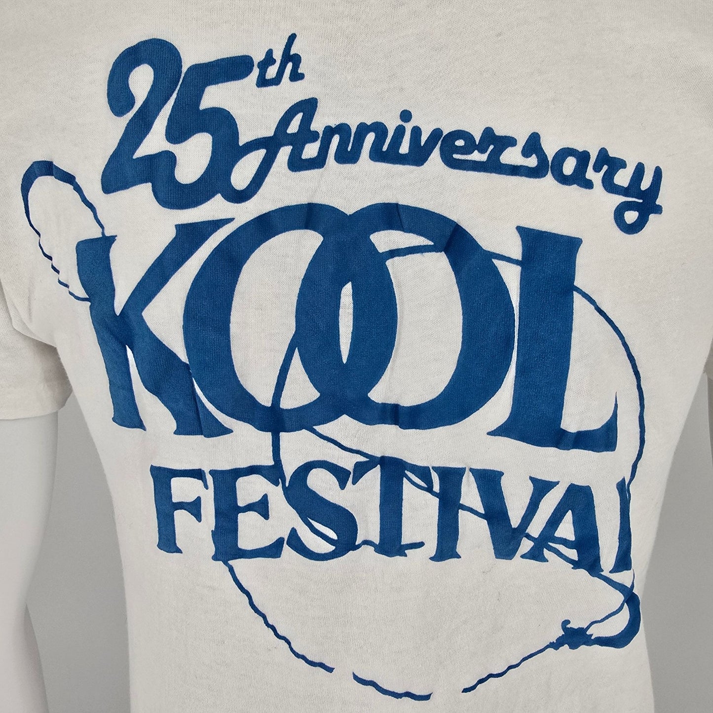 Vintage 1986 Kool Jazz Festival 25th Anniversary White V-Neck T-Shirt (S)