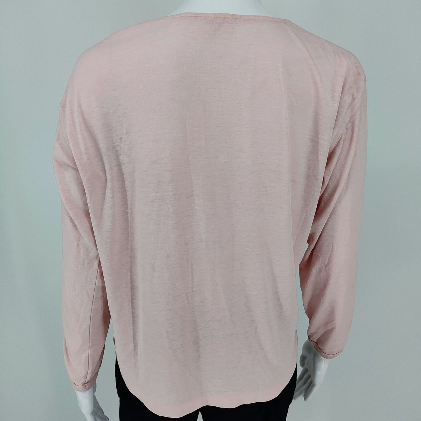 Womens Pink Long-Sleeve Button-Up Half Placard Blouse Top (L) *Fair Condition*