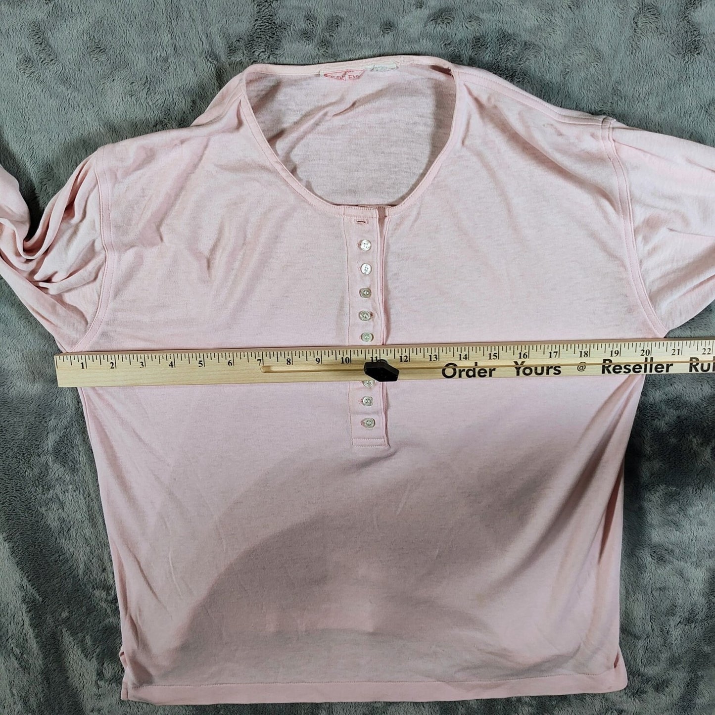 Womens Pink Long-Sleeve Button-Up Half Placard Blouse Top (L) *Fair Condition*