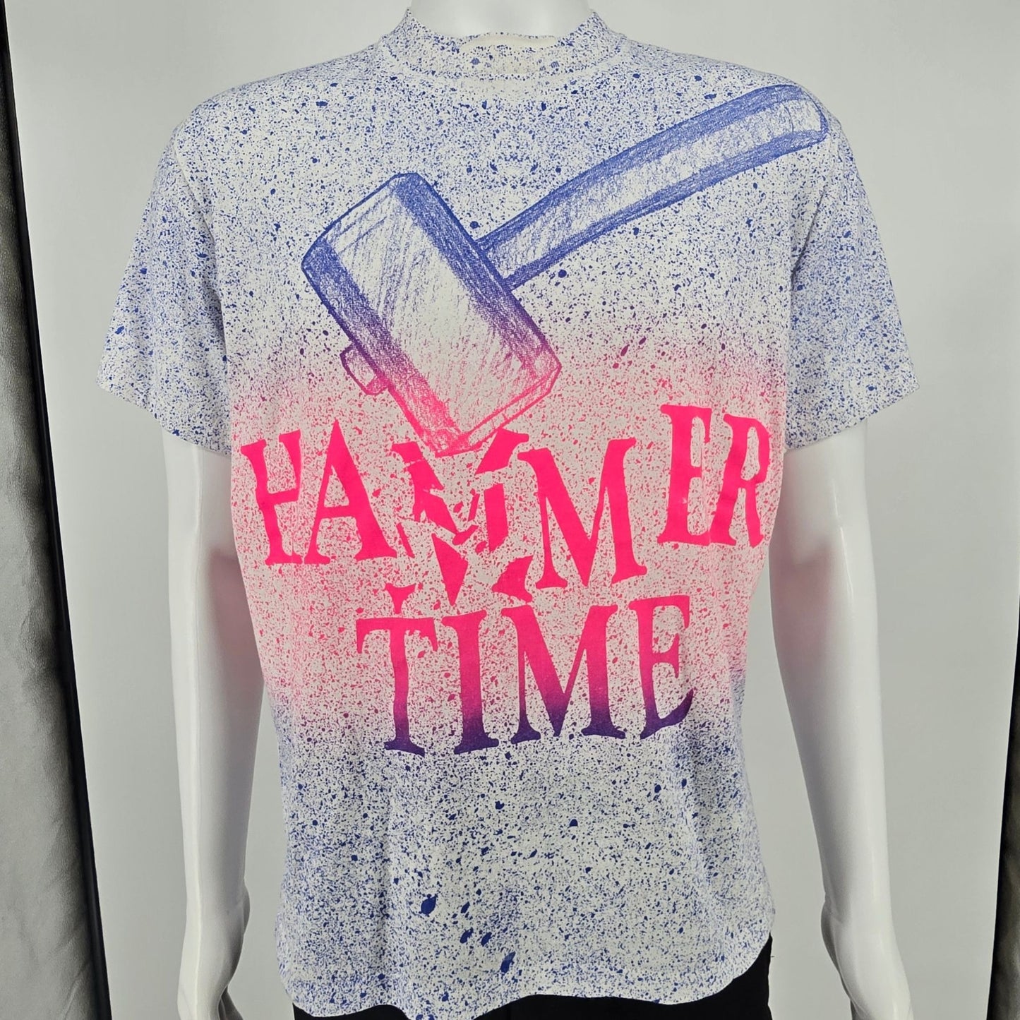 Vintage 1990s Center Star Hammer Time All Over Print AOP Graphic T Shirt (M/L)